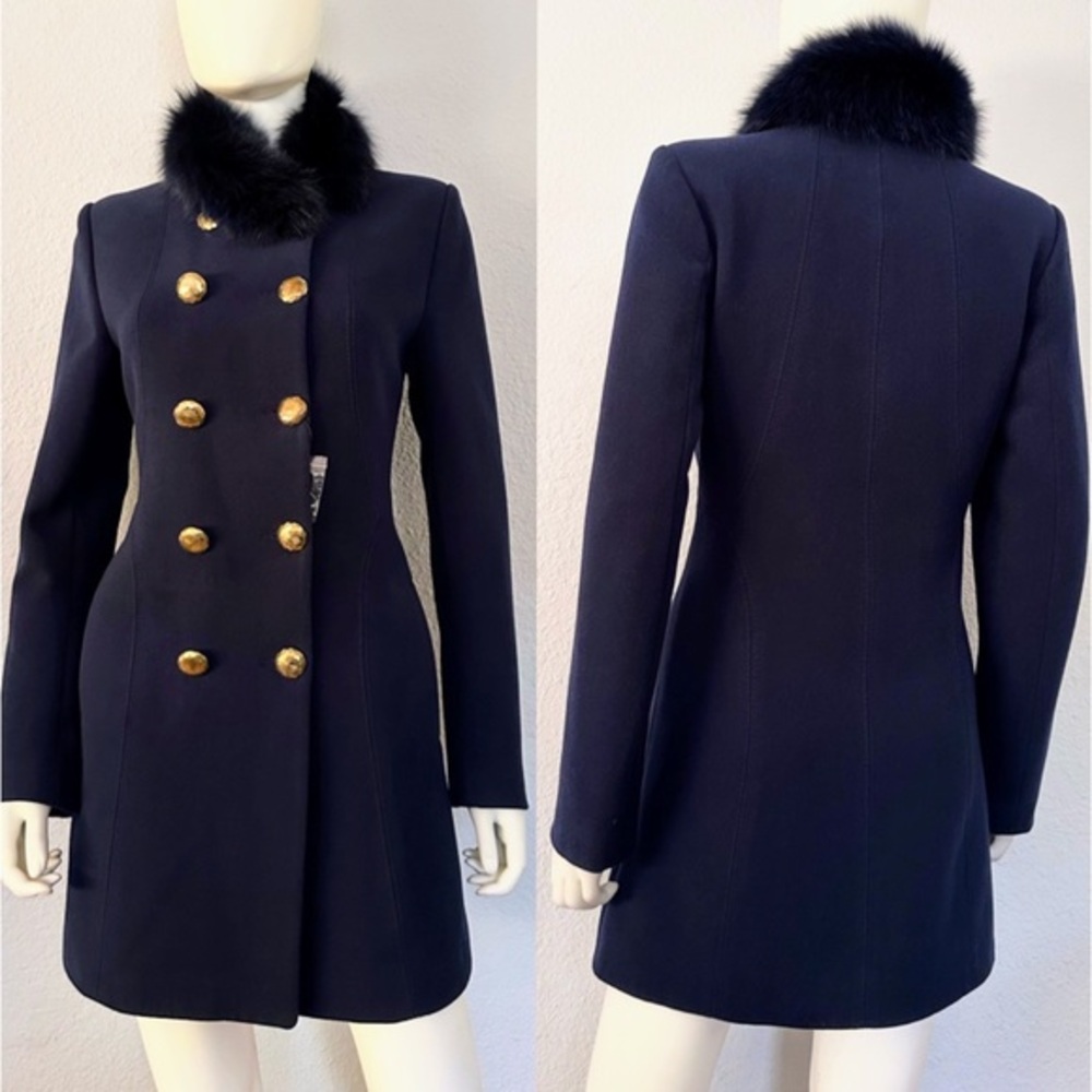 SALE💥WOMEN WINTER COAT DOUBLE-BREASTED MILITARY REAL RACCOON FUR‎ COLLAR JACKET
